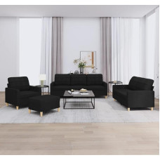 BaraSh 4-osaline diivanikomplekt koos pehmendusega Mustast kangast diivan Sleep Function Diivanvoodi Permanent Sleeper