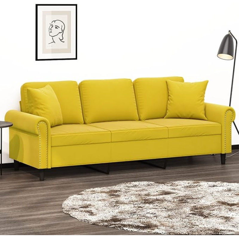 Homgoday 3-Sitzer-Sofa Gelb | Samt | Modern | Stabiilne metallkonstruktsioon | 110 kg Tragfähigkeit Model3200961