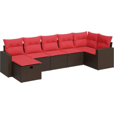 7-osaline aia diivanikomplekt koos padjaga Brown Poly Rattan Garden Lounge Model3325410
