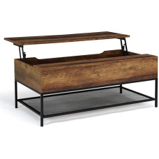 IDMarket - Hamilton tumedast puidust neljakandiline laud alumise riiuliga Industrial Design