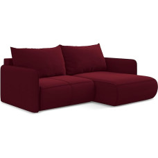 Nanea 2,5-kohaline nurgadiivan magamisfunktsiooniga, paremal punane, diivanvoodi koos Osmani ja sametvoodi funktsiooniga, elutuppa, skandinaavia disain, Öko-Tex 207 x 148 x 86 cm, maksimaalne koormus 450 kg