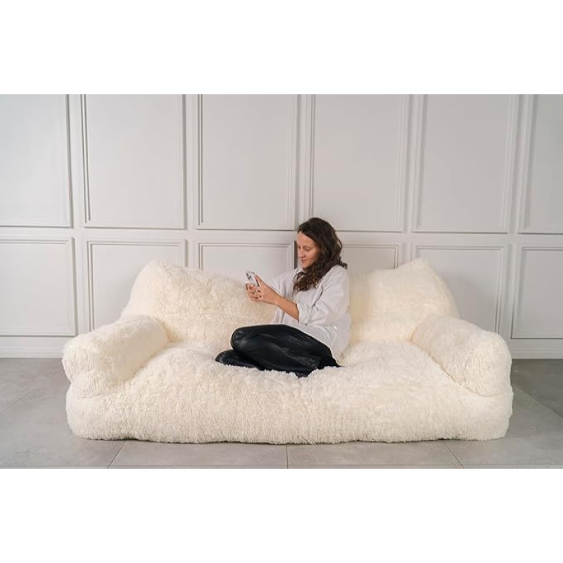 Privee Home diivan Jelly Bear/White - pehme plüüsist kompressioonis diivan kunstkarvkattega, mugav ja vastupidav, 185 cm lai, 110 cm sügav, 70 cm kõrge - kaasaegne hubane istumisvõimalus.