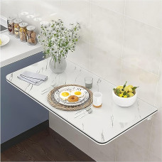 Klapptisch zur Wandmontage für kleine Räume, Klapptisch, 30/40/50 cm breit, faltbarer Schreibtisch, schwimmender Esstisch, hängender Computertisch, faltbarer Arbeitstisch (valge, 50 x 30 cm)