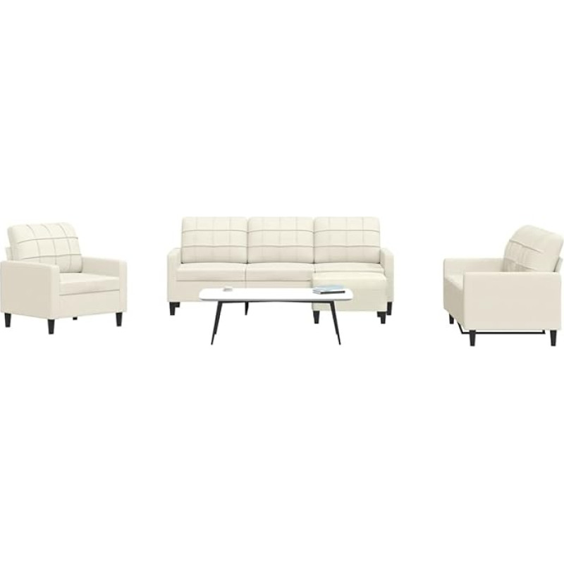 Homgoday Creme Samtsofa 2+3 Sitze & Hocker, Komfort, Design, Metallgestell - Wohnzimmer Model3278369