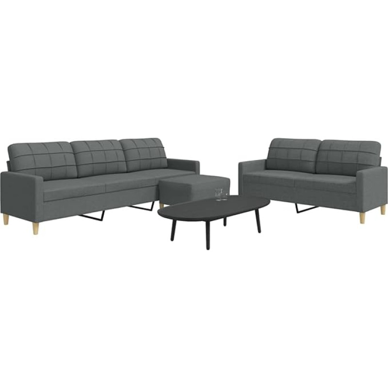 Homgoday Dunkelgrauer 2- und 3-sitziger Stoffsofa mit Metallrahmen und Schaumstofffüllung | 157x77x80 cm & 226x77x80 cm Model3278328