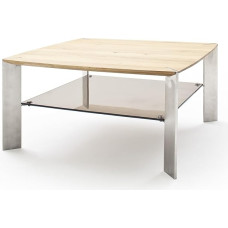 Nelia kohvilaud 80 x 80 cm ruudukujuline, massiivse tammeplaadiga, pronksist ja roostevabast terasest raamiga kaasaegne disain, elegantsed materjalid ja kõrge stabiilsus.