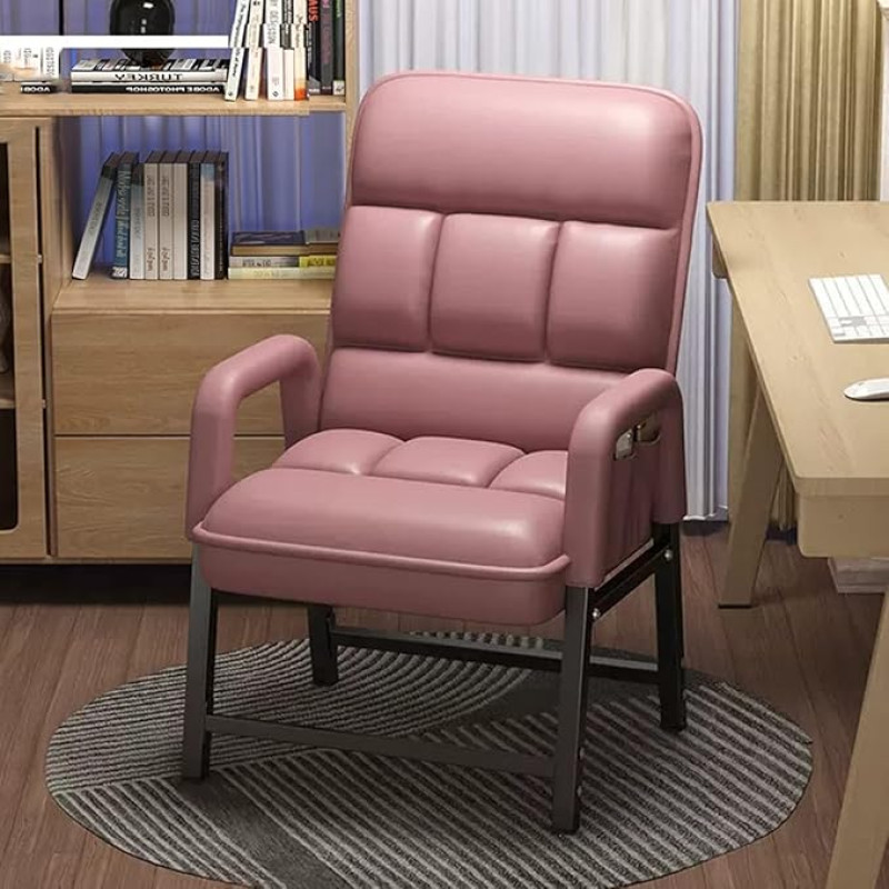 Moderner rosa gepolsterter Sessel - bequemer Freizeitstuhl mit Rückenlehne, verstellbarer Schreibtischstuhl für Wohnzimmer, Schlafzimmer und Heimbüro-Möbel