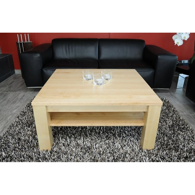 Maple 70 x 70 cm kohvilaud riiuliga/ehtne puit/massiivpuit/kõrgus 42 cm