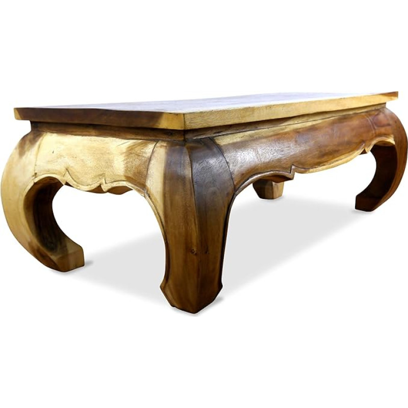 livasia Massiivpuidust oopiumilaud - 100 x 50 x 40 cm - Käsitsi nikerdatud diivanilaud puidust Taist, unikaalne ja vastupidav, lihtne Aasia elegants (naturaalne)