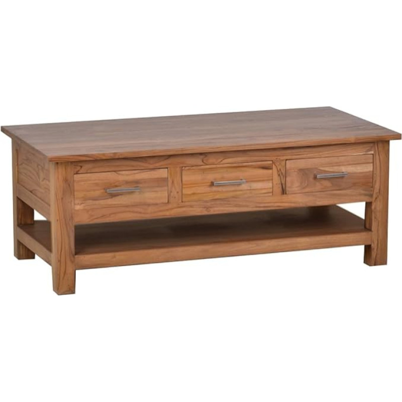 Thali elutoa laud täispuidust Sheesham 45 x 120 x 60 cm Diivanilaud 3 sahtli ja 1 riiuliga