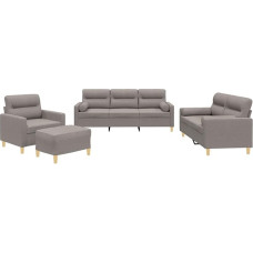 Vopese Taupe Stoff-Sofagarnitur mit 3 Sitzen & Fußhocker - Wohnzimmer & Mehrzweck Model3201567
