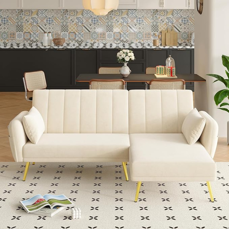 Kaasaegne L-kujuline kokkupandav diivanvoodi koos täiendava nurgas diivanvoodiga koos unefunktsiooniga, mis sobib elutuppa magamistoas koduteatri külalistetuppa koos videoga