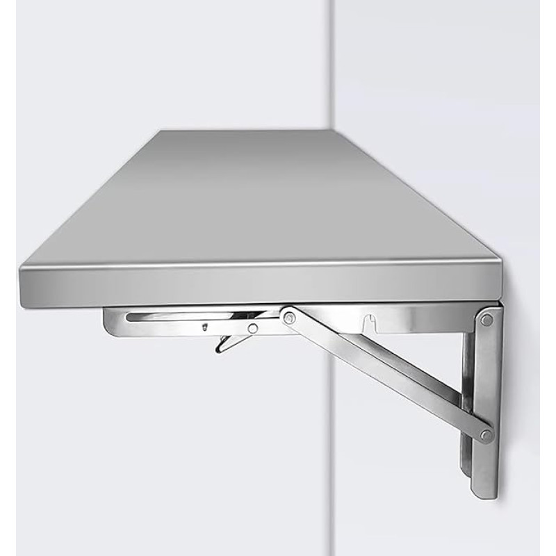 Klapptisch aus Edelstahl - Wandmontiertes Tropfenblatt-Design für platzsparende Aufbewahrung in Waschküche oder Heimbüro, moderner Klapptisch, einfach zu installieren und zu verwenden