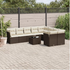 Rantry Garden Diivan komplekt 10 tükki pruunist polü rotangist padjad komplekt diivan voodi elutuba diivan kaasaegne diivan komplekt väljas aiamööbel mudel 3218183