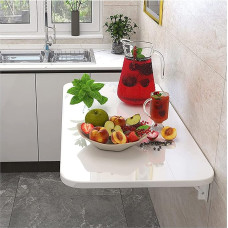 Schwimmender Wandmontierter Klapptisch für kleine Räume 60x30cm/24x12in weiß ideal für Waschküche, Arbeitszimmer oder Schlafzimmer