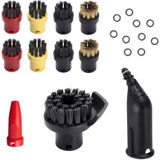 9 Pcs Steam Cleaner Replacement Parts Sets Compatible SC1 SC2 SC3 SC4 SC5 SC7 CTK10, Steam Cleaner Accessories Includes 6 Round Brushes, 1 Large Round Brush, 1 Nozzle and 1 Extended Nozzle