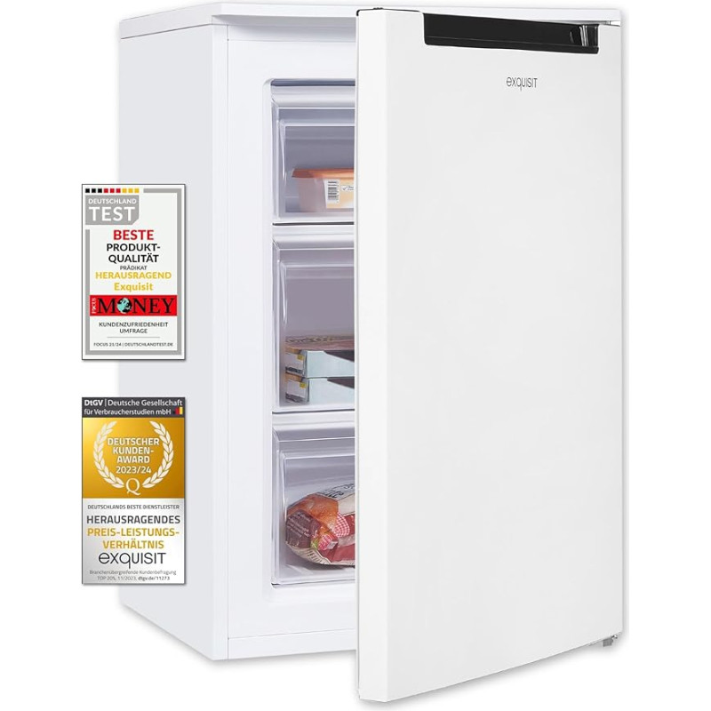 Exquisit Freezer GS81-040D White | Standing Unit | 87 L Volume | White | Freezing | Freezer Drawers Door Hinge Interchangeable