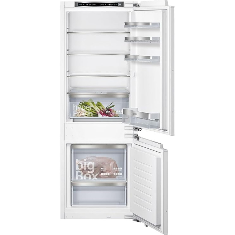 SIEMENS KI77SXFE0, iQ500, Built-In Fridge-Freezer Combination, 158 x 56 cm Recess 169 L Cooling & 62 L Freezer, Made in Germany, lowFrost, HyperFresh Plus for 2x Longer Freshness, Quiet, Flat Hinge