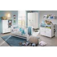 M Möbel-Direkt Deutschlands schnelle Möbel Baby Room Mieke - 8 Piece Modern Nursery Complete Set in White and Ash Coimbra - Made in Germany, Contains Solid Furniture Parts