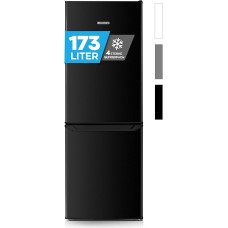 Heinrich´s Fridge Freezer Combination 173 L Total Volume, 121 L Cooling Volume 52 L Freezer Volume, LED Lighting, Door Hinge, Quiet 40 dB, Large Freezer Boxes, 7 Temperature Levels, Black