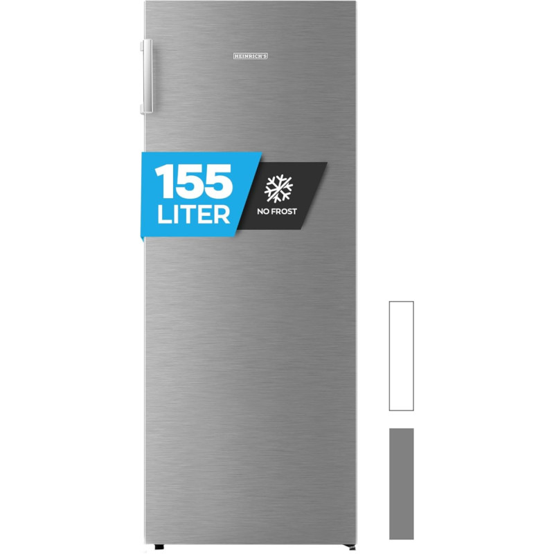Heinrich´s Freezer 155 Litres, Temperature: -14 °C ~ -24 °C, Freezer, No-Frost Protection, 4 x Freezer Drawers + 1 x Freezer, LED Display, Airflow, Interchangeable Door Hinge, Alarm Function, (Inox)