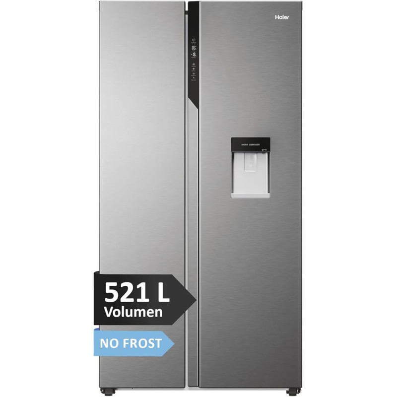 Haier Side-by-Side Cool Freezer Combination, HSR5918DWMP, Freestanding, No Frost, 177.5 x 90.8 x 65.9 cm, Side by Side Fridge with Water Tank, No Water Connection, Fridge Side by Side, 521 L