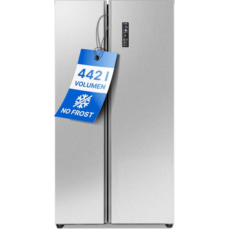 Bomann® Side by Side Cool Freezer Combination, No Frost, 442 L Capacity, Fridge with MultiAirflow Technology, Consumption 287 kWh per Year, SBS 7344 inox