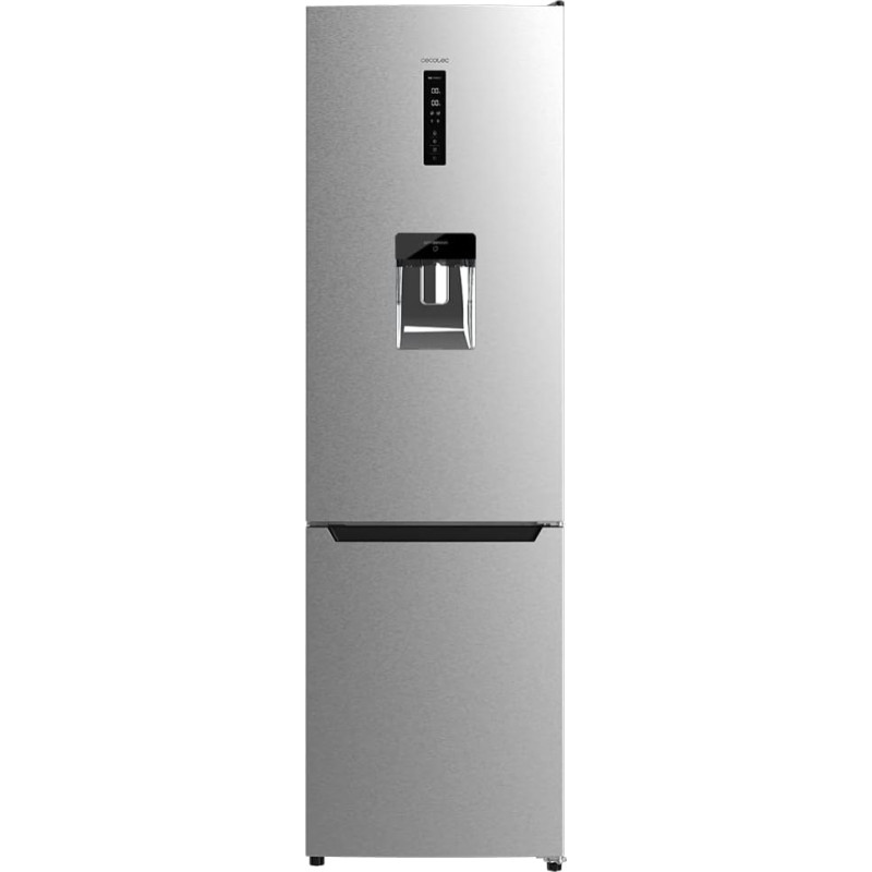 Cecotec Frigorífico Combi 2 Puertas with Dispensador de Agua Bolero CoolMarket Combi 322 WD Inox D. 322 L, Altura 185 and 60 cm de Ancho, Bajo Consumo, Motor Inverter Plus, Total No Frost