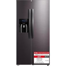 Midea KS-DDX 6.32 WT Side-by-Side Fridge/Freezer Combination, 178.8 cm Height, 254 kWh per Year, No Frost, Dual Inverter Compressor, with 3-in-1 Water/Ice Dispenser and Water Tank, Dark Stainless