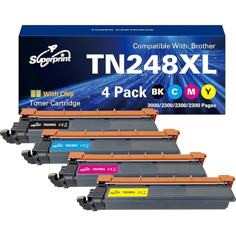 Superprint TN248XL TN-248XLCMYK TN-248XLVAL Ühilduv Brother TN-248 TN-248XL tooneriga MFC-L3740CDW MFC-L3760CDW MFC-L8340CDW MFC-L8390CDW DCP-L3560CDW HL-L3240CDW HL-L-L-L3240CDW
