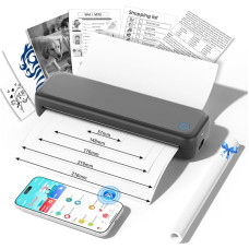 Termoprinter A4, GuKKK mobiilne printer A4 reisimiseks, kontorisse, kooli, tätoveeringu printer, Bluetooth termoprinter, toetab termopaberit 210 x 297 mm, kaasaskantav printer ühildub iOS-iga
