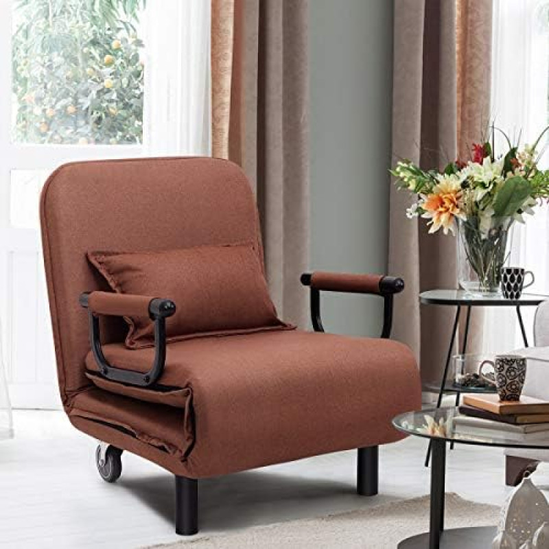 Kokkupandav diivanvoodi 3 in 1 konverteeritav lamamistool koos padjadega ja ratastega Siseruumide üheinimesevoodi Külalisvoodi Lounge Futon diivan kodukontorisse magamistuppa elutuppa