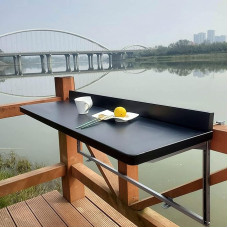 Rõdu rippuv laud, kokkupandav 5-suunaline reguleeritava kõrgusega laud rõdule, alumiiniumprofiil, ilmastikukindel kokkupandav laud terrassile ja aeda (must, 100 x 39 cm)