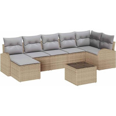 Rantry 8-teiliges Garten Sofa Set mit Kissen Schwarz Poly Rattan Gartenlounge Model3346140