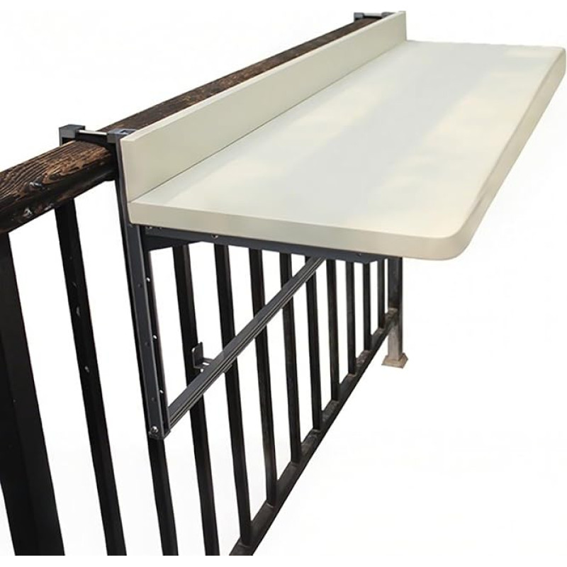 Rippuv rõdu klapplaud, kokkupandav terrassilaua väliterrassile, reguleeritav rippuv klapplaud, seinale paigaldatav, kokkupandav rõdulaud, kokkupandav rõdulaud (valge, 100 x 39 cm / 39.3 x 15.3).