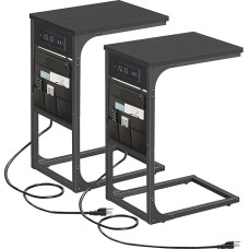 TUTOTAK TB01BK0242 C-kujuline küljelaud koos laadimisjaamaga, küljelaud 2 USB-pesa ja pistikupesaga, C-kujuline suupistelaud koos riidest kotiga, 2 tk.