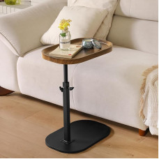 Reguleeritav C-kujuline külglaud puidust peal metallist alusega diivanipoolne laud