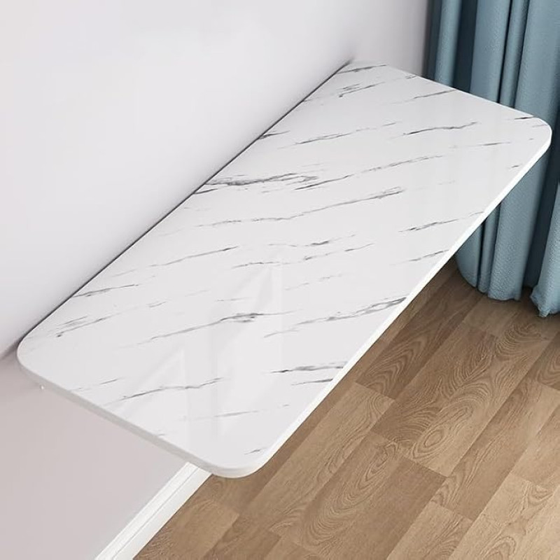 Kokkupandav laud seinale 40 x 20-tolline kaasaskantav kokkupandav töölaud ujuv köögi tööpink ruumi säästev kontorilaud (valge kivi, 80 x 50 cm)