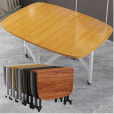 Ruumisäästlik kokkupandav söögilaud ja toolid komplekt siseruumides ja väljas kompaktne lahendus töö- ja söögitoas kollane 120x70cm