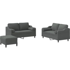 Dunkelgrauer Stoff-Sofa-Set mit Rollkissen & Fußhocker - 2-Sitzer (120/140 cm) - Wohnzimmer & Mehrzweck Model3201827