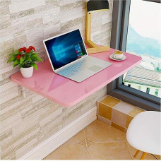 Wandmontierter Klapptisch für kleine Räume, 40 x 120 cm, platzsparender Wandschreibtisch, roosa