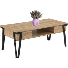 CATAVANA - moodne ristkülikukujuline kohvilaud, 110 x 55 x 45 cm, must teras, melamiinist plaadiga - kaasaegne disain, sobib ideaalselt elutuppa, kontorisse või elutuppa - vastupidav ja lihtne hooldada.