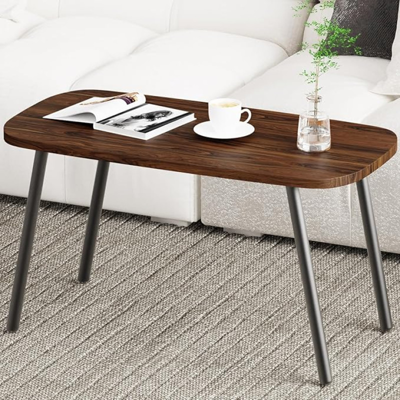 Kokkupandav kohvilaud, puit, kaasaskantav madal põrandalaud metallist jalgadega, kaasaegne rustikaalne kohvilaud elutuppa, koju, kontorisse, ei vaja kokkupanekut, 80 x 40 x 47 cm