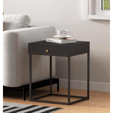 Hallowood Furniture Bewdley metallist öökapp 1 sahtliga 41 x 43 x 55 cm Kaasaegne tööstuslik stiil must