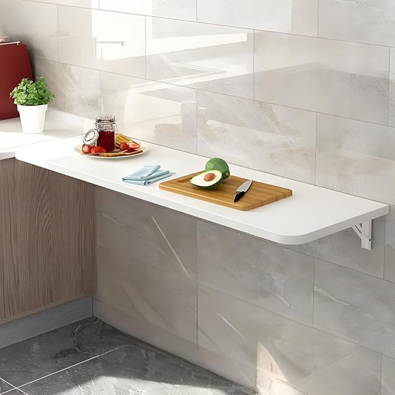 ZEQFEMKL Seina kokkupandav laud Seinale paigaldatav kokkupandav laud Raske ujuv laud seinale Reguleeritavad terasest klambrid Kollane L40 x W30 cm (L15,7 x W11,8 tolli)