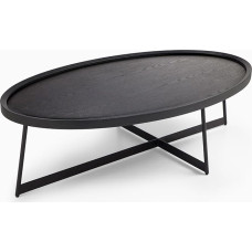 Moodne kohvilaud, ovaalne puidust kohvilaud metallist jalgadega elutuppa, 47,2-tolline kohvilaud, aktsentmööbel (ovaalne kohvilaud, must)
