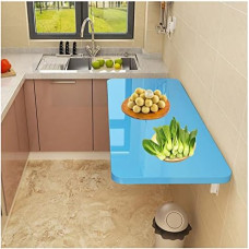 Schwebender, wandmontierter Klappschreibtisch für kleine Räume, Klapptisch für Waschküche/Arbeitszimmer/Schlafzimmer, 100 x 30 cm, Blau