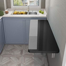 Wandmontierter Klapptisch für Home-Office und Waschküche, multifunktionaler Schreibtisch für Laptop, Werkbank, ESS- und Schreibtisch, platzsparendes Design, in 4 Farben, Schwarz, 120 x 50 cm