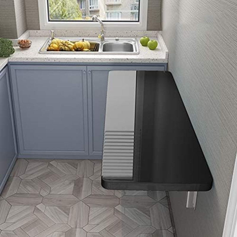Wandmontierter Klapptisch für Home-Office und Waschküche, multifunktionaler Schreibtisch für Laptop, Werkbank, ESS- und Schreibtisch, platzsparendes Design, in 4 Farben, Schwarz, 120 x 50 cm