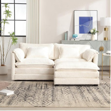 FAYICIC kaasaegne minimalistlik 2-kohaline diivan koos jalatoega šenillkangast, külgmiste hoiukappide ja padjadega, mugav ja ruumikas